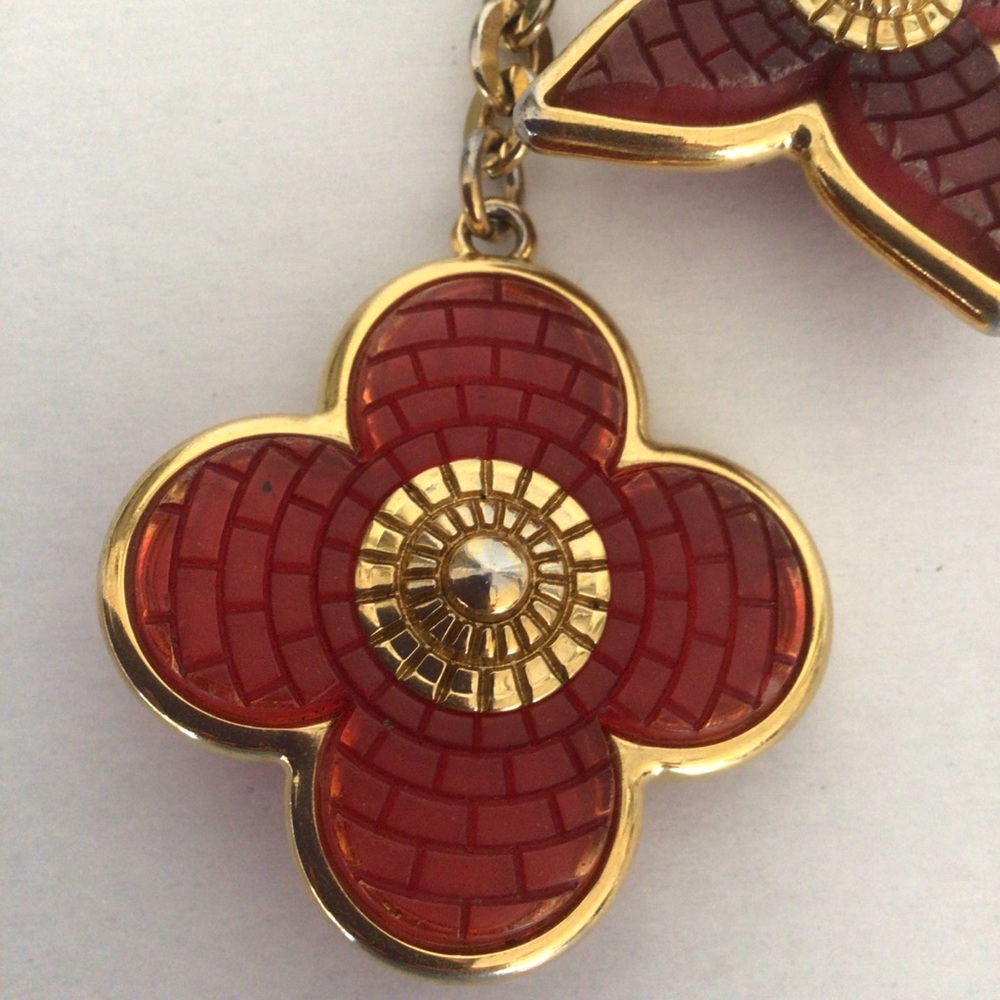 AUTHENTIC LOUIS VUITTON RED RESIN MOSAIC MONOGRAM FLOWER KEY HOLDER BAG … - Picture 7 of 16
